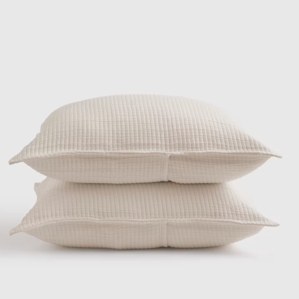NWOT QUINCE Organic Ribbed Cotton Shams King Ivory 5443